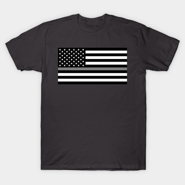 American Flag Thin Silver Line T-Shirt by Scar